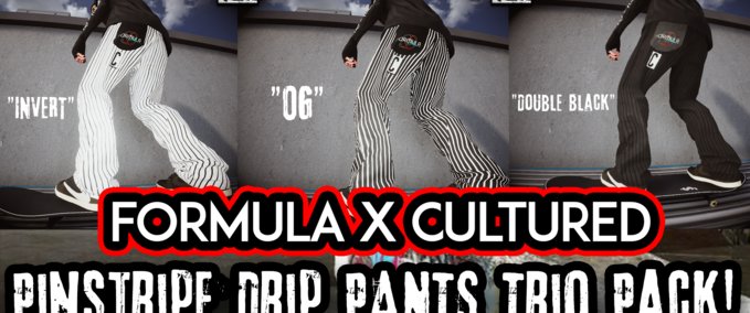 Gear Cultured Skate Co Pinstripe Drip Pants Trio Pack Skater XL mod