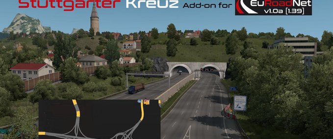 Maps EuRoadNet Add-on: Stuttgarter Kreuz [1.39] Eurotruck Simulator mod
