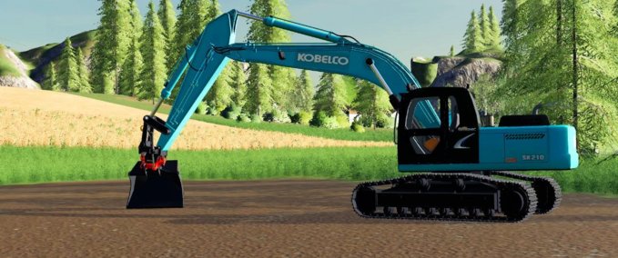 Bagger & Radlader Kobelco SK210 Rototilt Landwirtschafts Simulator mod