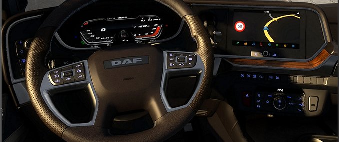 Interieurs Dashboard light Blue for DAF 2021 XG Eurotruck Simulator mod