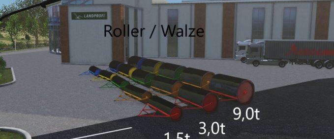 Roller in 3 sizes 1.5t / 3.0t / 9.0t and 5 colours each Mod Image
