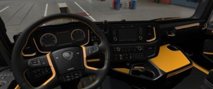 Trucks Scania 2016 S&R Schwarz - Gelbes LUX Interieur [1.41.x] Eurotruck Simulator mod