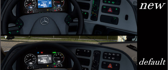 Interieurs Dashboard lights Mercedes Actros 2009 green Eurotruck Simulator mod