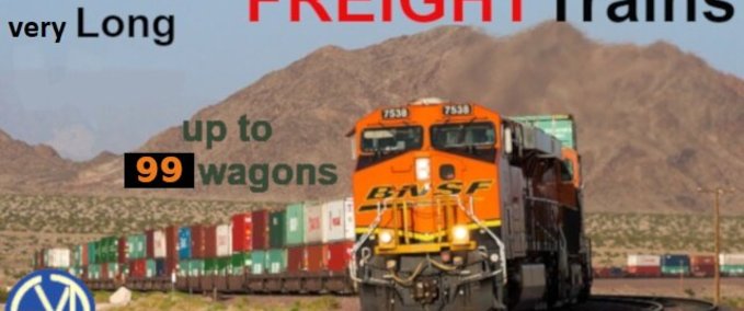 Mods Intermittent very long FREIGHT Trains (up to 99 wagons) American Truck Simulator mod