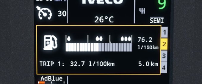 Trucks Iveco Hi-Way Realistic Dashboard Computer 1.42 Eurotruck Simulator mod