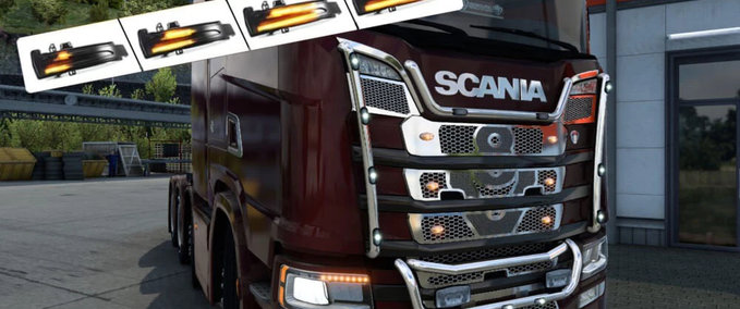 Trucks Dynamic Led Side Mirror Sequential Turn Signal Lights Eurotruck Simulator mod