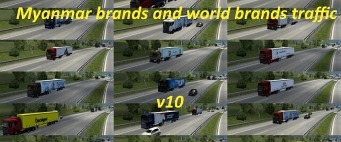 Trailer Myanmar Brands and World Brands in traffic Eurotruck Simulator mod