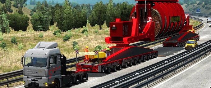 Trailer Oversize Convoy Industrial Cable Reel [1.42]  Eurotruck Simulator mod