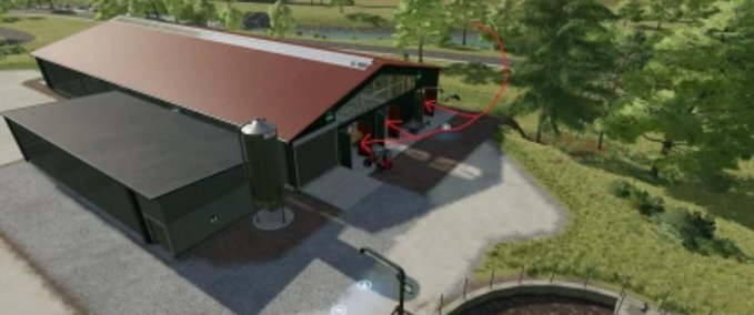 Platzierbare Objekte Großer Kuhstall mit ball trigger Landwirtschafts Simulator mod