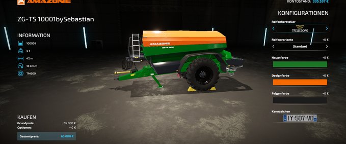 Dünger & Spritzen Amazone ZGTS10001 Landwirtschafts Simulator mod