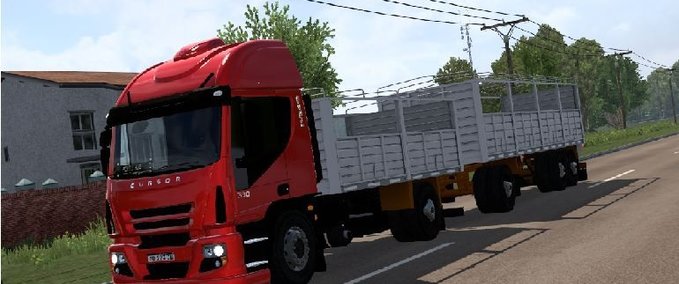 Trucks Iveco Cursor 330 Rigid + Trailer 3 Axes Double Astivia Barand [1.42] Eurotruck Simulator mod