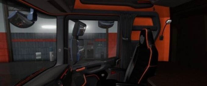 Trucks Scania S & R Schwarz - Oranges Interieur [1.43] Eurotruck Simulator mod