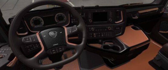 Trucks Scania S & R Schwarz - Oranges Interieur [1.43] Eurotruck Simulator mod