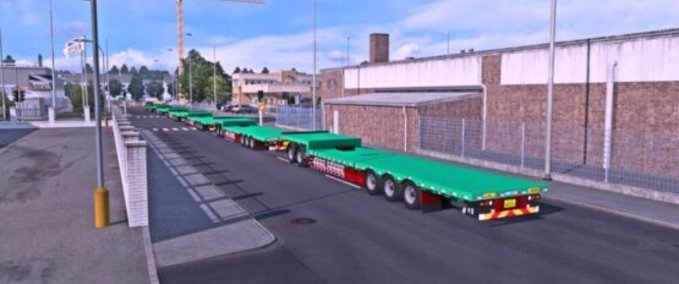 Trailer Green Flatbed Trailer Road Train "China Style" - 1.43.x Eurotruck Simulator mod