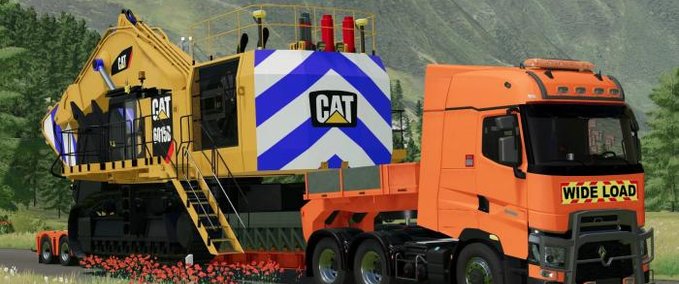 Bagger & Radlader Cat 6015b + 5-Achs-Tieflader Landwirtschafts Simulator mod