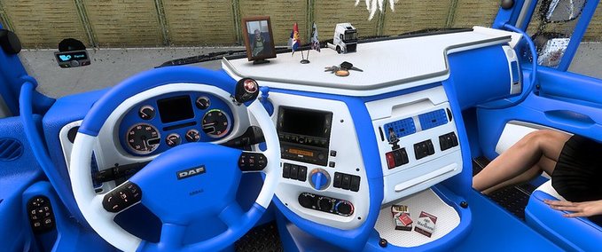 Trucks DAF XF 105 Blue & White Interior - 1.43 Eurotruck Simulator mod
