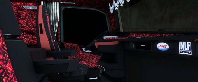Interieurs Volvo FH5 Red Danish Plush Interior + Exterior bearbeitet Eurotruck Simulator mod