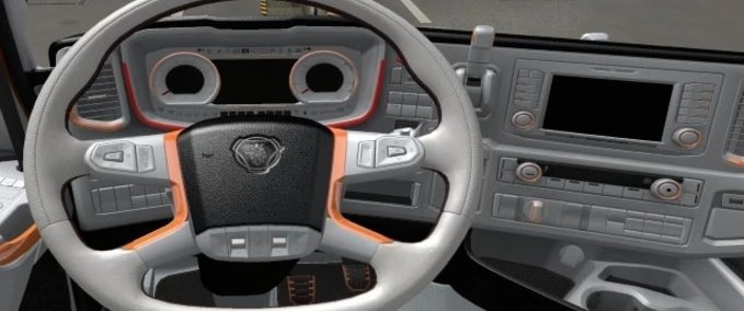 Trucks SCANIA S 2016 INTERIEUR WEIß & ORANGE - 1.43 Eurotruck Simulator mod