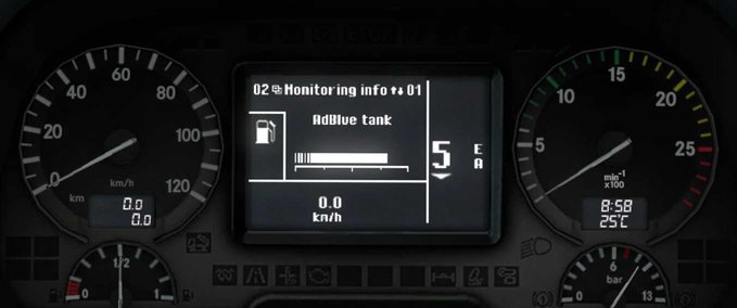 Trucks Mercedes Actros MP3 Realistic Dashboard Computer - 1.44 Eurotruck Simulator mod