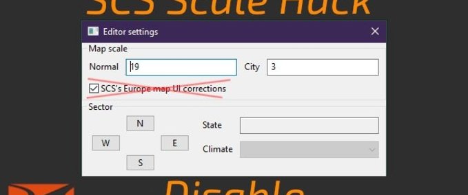 Maps SCS Scale Hack Disable - 1.44 Eurotruck Simulator mod