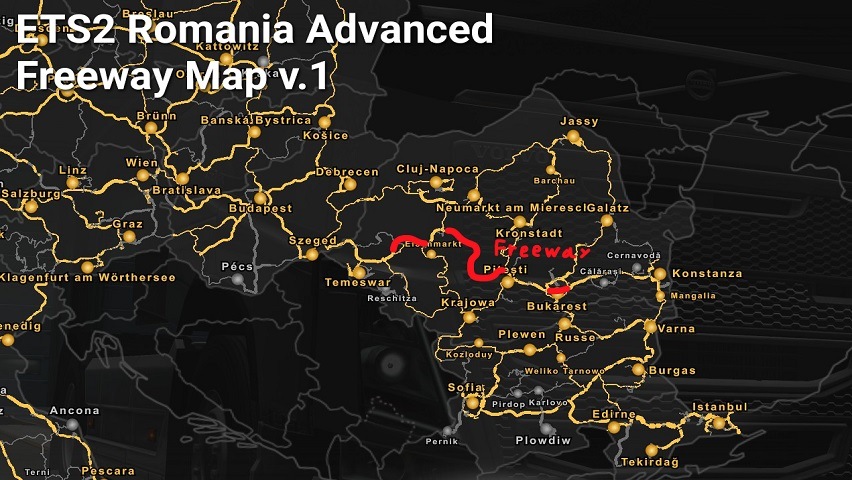 Romania Advanced Freeway Map - 1.45 - Thumbnail 1