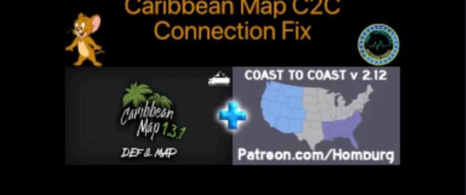 Mods Caribbean C2C Connector Fix - 1.45  American Truck Simulator mod