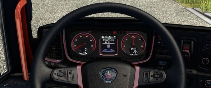 Trucks Scania R&S Dark-Red Interior + Dashboard - 1.46 Eurotruck Simulator mod