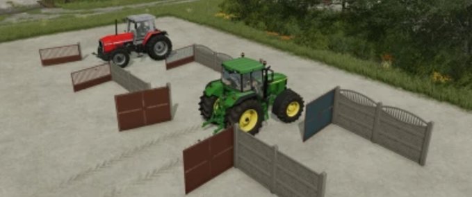Platzierbare Objekte Betonzaun mit Toren Landwirtschafts Simulator mod