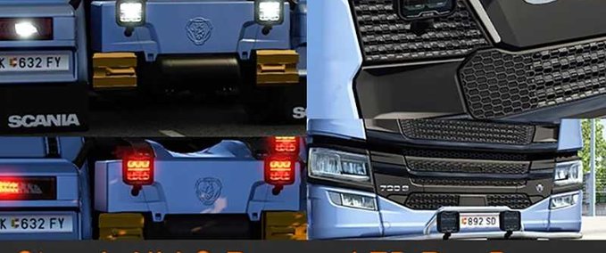 Trucks Scania NG RearBumper Strands HI-LO Reverse Brake LEDs  Eurotruck Simulator mod