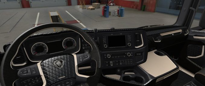 Trucks Scania Black - Light Brown Interior [1.46] Eurotruck Simulator mod