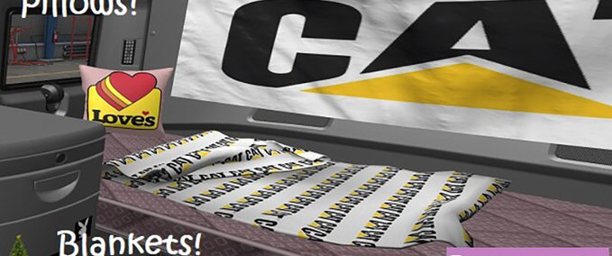 Trucks Posters, pillows and blankets in the cab of the truck  American Truck Simulator mod