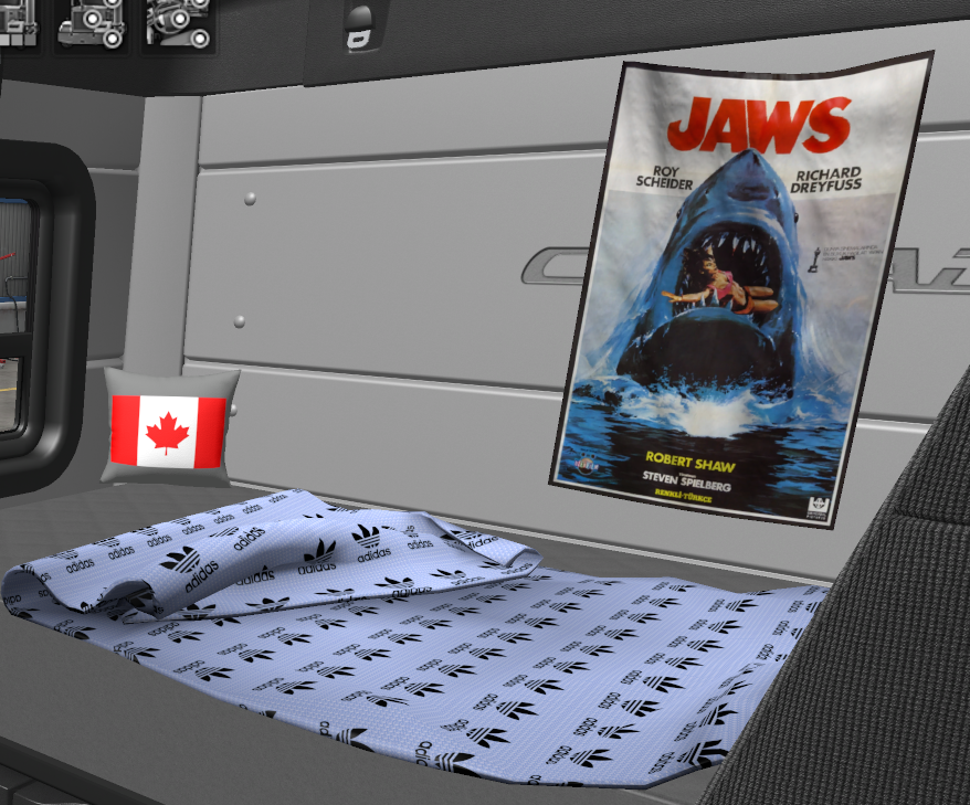 Posters, pillows and blankets in the cab of the truck  thumbnail 2
