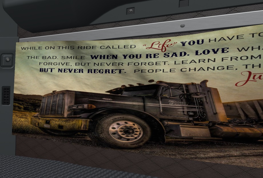 Posters, pillows and blankets in the cab of the truck - Thumbnail 1
