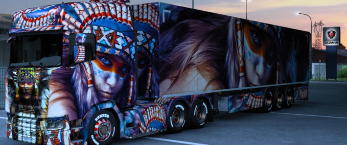 Trucks Scania Native Girl Skin Eurotruck Simulator mod