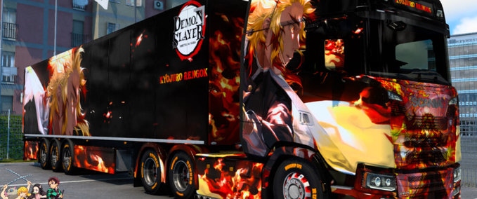 Trucks Scania Demon Slayer Kimetsu No Yaiba Kyojuro Rengoku Skin  Eurotruck Simulator mod