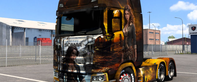 Trucks Scania Pirate Woman Skin Eurotruck Simulator mod