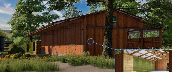 Gebäude Garage Wood Mid Bale Stack Farming Dud's Edition Landwirtschafts Simulator mod