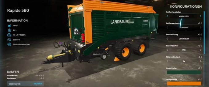 Auflieger Landbauer RAPIDE 580 Landwirtschafts Simulator mod
