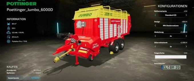 Ladewagen Pöttinger Jumbo 6000D Landwirtschafts Simulator mod