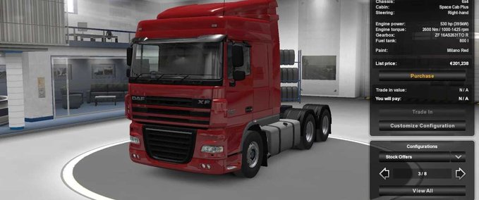 Trucks DAF XF 105 530 HP Engine  Eurotruck Simulator mod