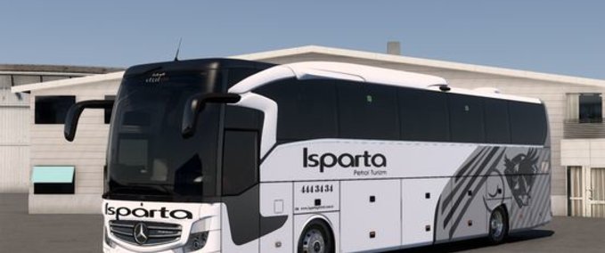 Trucks Mercedes Travego 16 SHD Isparta Petrol Turizm 2023 Kaplaması Skin Eurotruck Simulator mod