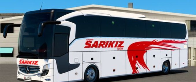 Trucks Mercedes Travego 16 SHD Alaşehir Sarıkız Turizm Kaplaması Skin Eurotruck Simulator mod