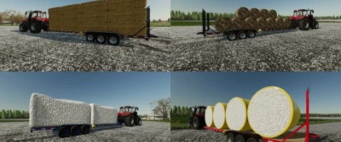 Ballentransport Flachbett Autoloading Ballen Anhänger 9,5 Meter Landwirtschafts Simulator mod