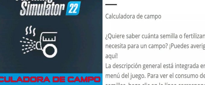 Gameplay Field Calculator VERSIÓN EN ESPAÑOL Landwirtschafts Simulator mod