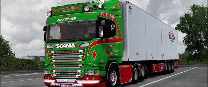Trucks Scania R580 + Trailer "Jan Mues" - 1.47 Eurotruck Simulator mod