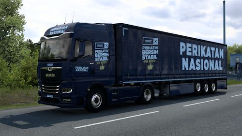 MAN TGX 2020 & SCS Curtainsider Trailer Perikatan Nasional Combo Skin