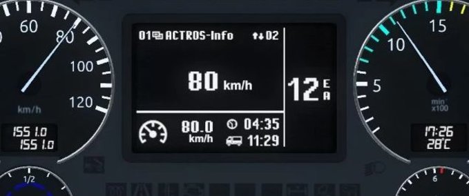 Trucks MERCEDES-BENZ ACTROS MP3 IMPROVED DASHBOARD Eurotruck Simulator mod