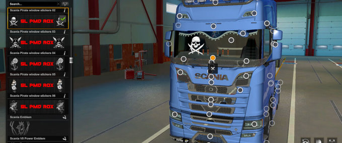 Trucks Scania Pirate Window Stickers Eurotruck Simulator mod