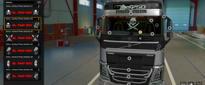 Trucks Volvo Pirate Window Stickers Eurotruck Simulator mod