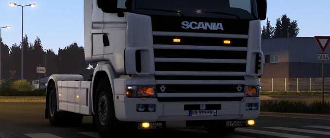 Trucks Scania RJL Orange R4 Headlights Eurotruck Simulator mod